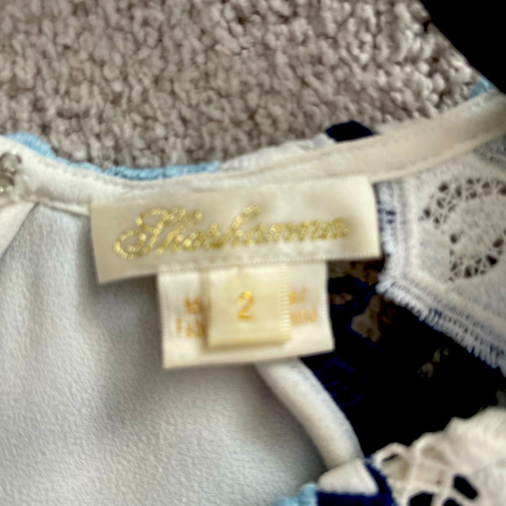 Shoshanna blue and white lace midi dress